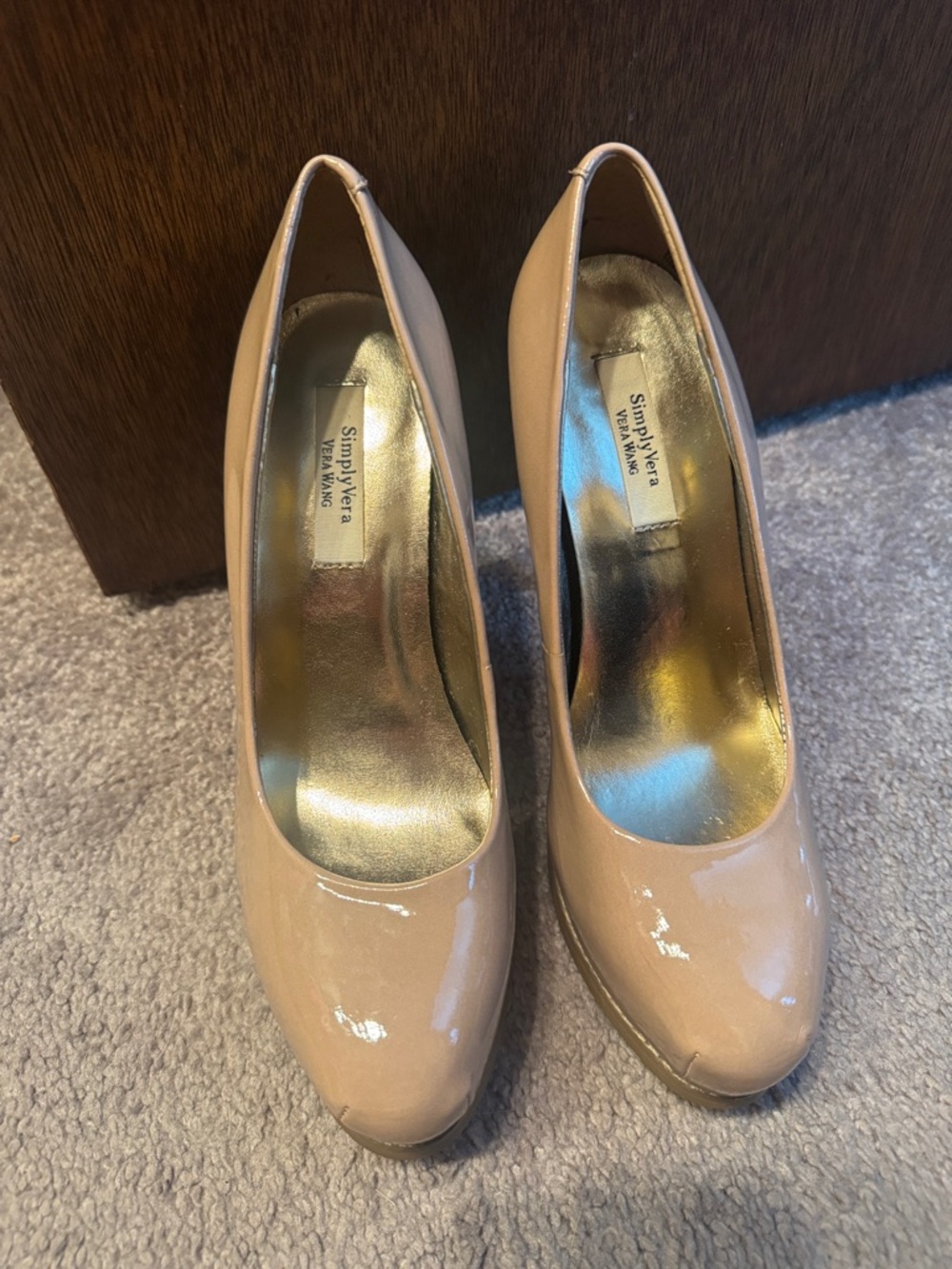 Simply Vera Vera Wang Nude Patent Round-Toe Pumps